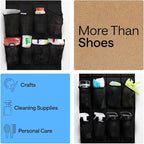 GORILLA GRIP Over the Door Shoe Organizer, 35 Large Breathable Mesh Pockets, Space Saving Hanging Storage Holder, 5 Hook Closet Rack Hanger, Hangs on Closets for Shoes, Accessories 68.5H x 24.5W Black