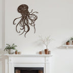 SIGNLEADER Metal Wall Art Decor Octopus Minimalist Modern Abstract Wall Sculpture Hangings Home Decoration for Living Room, Bedroom, Bathroom, Kitchen, Outdoor - 24" Bronze