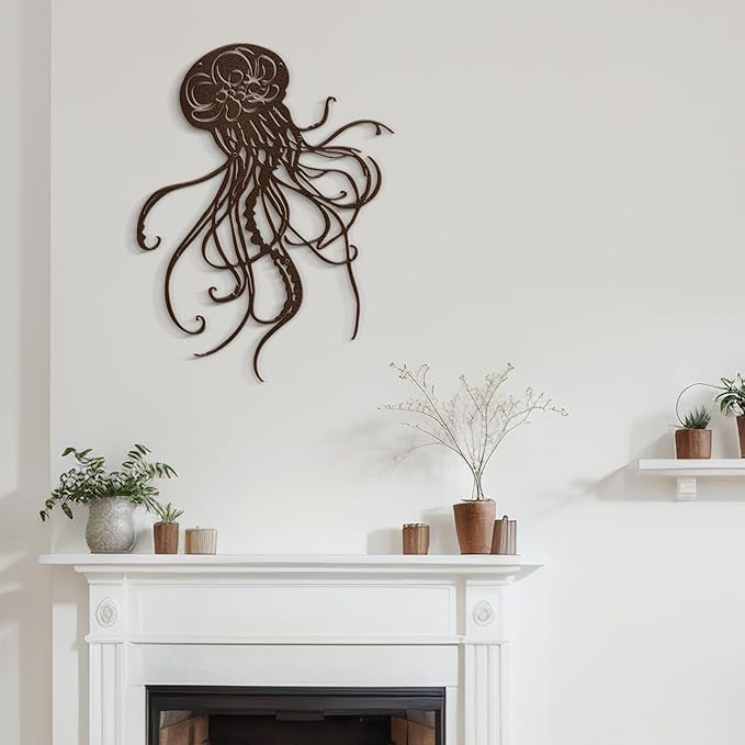 SIGNLEADER Metal Wall Art Decor Octopus Minimalist Modern Abstract Wall Sculpture Hangings Home Decoration for Living Room, Bedroom, Bathroom, Kitchen, Outdoor - 18" Bronze
