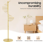 DYRABREST 67" Freestanding Scarf Organizer, Metal Spiral Scarf Holder with 30 Rods, Commercial Hijab Organizer Belt Pants Hanger for Clothing Store Home, Space Saving Shelves (Gold)