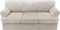 H.VERSAILTEX Sofa Cover 4 Piece T Cushion Sofa Slipcovers Thick Velvet Couch Cover Stretch T Cushion Sofa Covers for 3 Cushion Couch with 3 Individual T Cushion Covers, French Oak