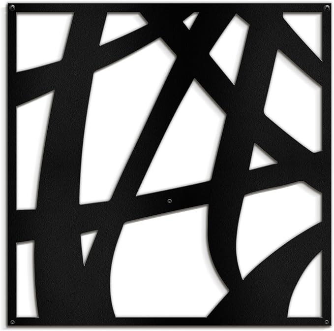 SIGNLEADER Metal Wall Art Decor Mid Century Abstract Lines Minimalist Modern Abstract Wall Sculpture Hangings Home Decoration for Living Room, Bedroom, Bathroom, Kitchen, Outdoor - 18" Black