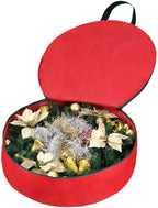 Primode Heavy Duty Wreath Storage Bag 30"- Garland Wreaths Container with Handles - Durable 600D Oxford Polyester Material Xmas Holiday Wreaths Storage Holder 30” (Red)