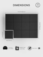 Bumusty Large Cork Board 48" x 36" Alternative - 12 Pack Felt Wall Tiles with 70 Safe Removable Adhesive Tabs, 30 Pushpins, Cork Boards for Walls Pin Board Bulletin Board Office Decor (Black)