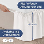 Wrap Around Dust Ruffle Bed Skirt - Antique White - for King Size Beds w/ 15 Inch Drop - Easy Fit Elastic Strap - Adjustable Pleated Bedskirt w/Brushed Fabric, Wrinkle Free Women, Men, Kids & Teens