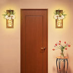 Rustic Wall Sconces Mason Jar Sconces Handmade Wall Art Hanging Design with Remote Control LED Fairy Lights and White Peony,Christmas Decor Gift Farmhouse Wall Home Decor Living Room Lights Set of Two