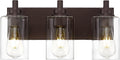 3-Light Bathroom Light Fixtures, Modern Vanity Light with Cylinder Clear Glass Shade, Vanity Lighting Fixtures Over Mirror, Oil Rubbed Bronze, VL143-ORB-3