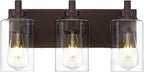 3-Light Bathroom Light Fixtures, Modern Vanity Light with Cylinder Clear Glass Shade, Vanity Lighting Fixtures Over Mirror, Oil Rubbed Bronze, VL143-ORB-3