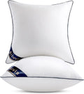 Siluvia 20"x20" Pillow Inserts Set of 2 Decorative Square Square Throw 20 Pillows with 100% Cotton Cover for Sofa, Couch, and Bed - White