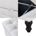 Artechworks Coffee Table Ottoman with Storage,Button Tufted PU Leather Upholstery Footstool Bed Ottoman for Living Room, Home Office, Space-Saving Storage Toy Box Stool, White
