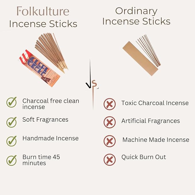 Folkulture Incense Sticks (75 Sticks) |8" Premium Coffee Incense Sticks for Aromatherapy, Focus, Energy, Gifts for Women | No Charcoal,Organic, Non Toxic, 45 Mins, Long Burning Insence-Sticks