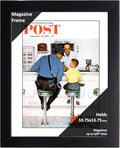 Creative Picture Frames 10.75 x 13.75 Magazine Frame with Full-Strength Glass, Holds Up To A 1/4" Thick Media with Installed Hangers for Easy Mounting, 12x15 Black Frame with White Mat