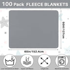 Newwiee 100 Pcs Fleece Throw Blankets Bulk 50'' x 60'' Oeko-tex Standard 100 Certified Spring Outdoor Wedding Guest Blankets Lightweight for Sleepover Donation Lap Pet Sofa Home (Gray)
