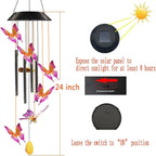 Wind Chimes,Purtuemy Solar Butterfly Lights for Outside Garden Yard Outdoor Decor, Mothers Birthday Gifts for Women Mom Grandma