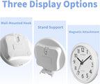 Caysie 6 Inch Waterproof Bathroom Shower Clock, Hanging or Standing Silent Battery Operated Quartz Magnetic Wall Clocks for Kitchen, Bathroom, Home (White)