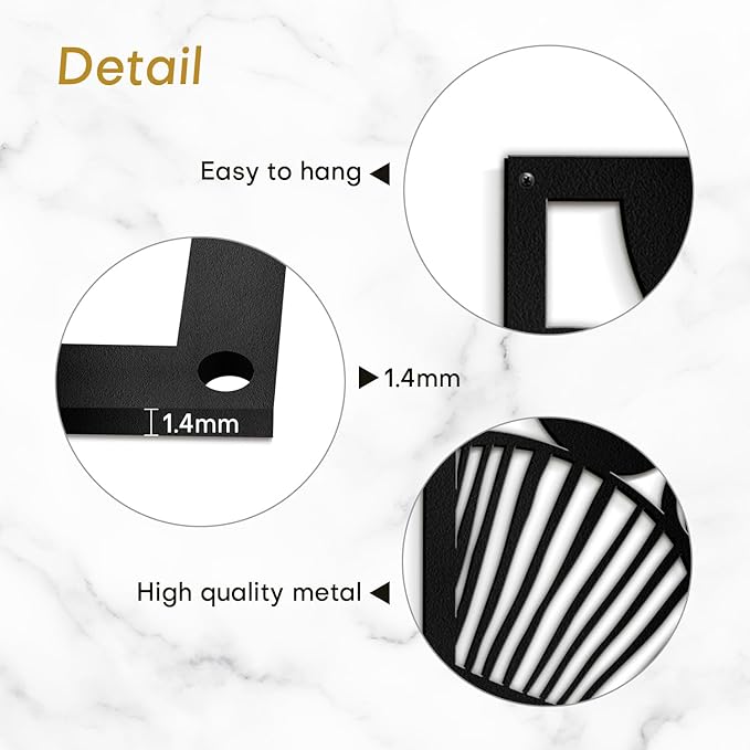 SIGNLEADER Metal Wall Art Decor Abstract Geometric Shapes Minimalist Modern Abstract Wall Sculpture Hangings Home Decoration for Living Room, Bedroom, Bathroom, Kitchen, Outdoor - 36" Black