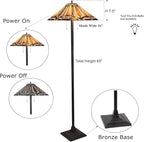 Tiffany Style Mission Floor Lamp 65" Tall Stained Glass Floor Standing Light Fixture for Living Room Reading Bedroom Office, Multi-Colored