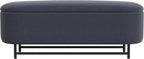 HomePop Ellipse Modern Storage Bench with Metal Legs |Homepop Home Décor|Bench with Storage for Living Room & Bedroom - Steel Blue Velvet