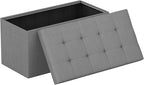 FDW 30 Inches Folding Storage Ottoman Bench, End of Bed Foot Rest Stools Ottoman Storage Chest, Holds up to 660 lb, for Entryway, Living Room, Bedroom, Gray