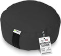 Bean Products Zafu Meditation Pillows for Sitting on Floor, Yoga Cushion, Cotton/Buckwheat Fill Yoga Pillow, Zafu Meditation Cushion, Zen Kneeling Prayer Pad- Made in USA - 14" Round - Black