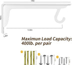 Closet Rod Support Bracket White WYGWP 14 inch Heavy Duty Shelf Brackets with Rod Holders Support 400lbs Wall Mounted Sturdy 2 Pack