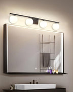 New Bathroom Vanity Light Fixtures Matte Black Milk White Globe Glass Shade 4 Lights Modern Wall Bar Sconce Over Mirror(4 lights-35.43inch)