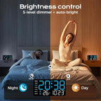 Multifunctional Decorative Led Digital Wall Clock,Large Digital Clock Shows Time,Date,Temperature,Auto Brightness Adjustment,Dual Alarms,Electronic Clock for Livingroom (Orange lamp with white shell)