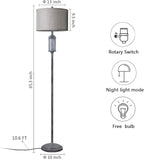 65'' Rustic Floor Lamp for Living Room with 2 Light Sources, Frosted Nightlight Vintage Farmhouse Tall Standing Lamp for Bedroom Reading Room Office Corner, Bulb Included