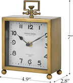NIKKY HOME Small Gold Table Clock, Silent Non-Ticking Classic Battery Operated Decorative Mantel Desk Shelf Clock for Living Room Decor