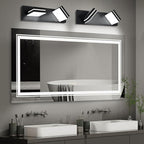 OKELI 2 Light Black Bathroom Vanity Light Over Mirror Modern LED Dimmable Bathroom Light Fixture Black 350° Rotatable Lamp Head 16W 6000K Cold White ETL Listed