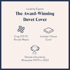 Brooklinen Luxury Percale Duvet Cover – 100% Cotton, Cool, Crisp, Extra-Long Corner Ties, Button Closure, Soft & Breathable – Machine Washable, Duvet Cover Full/Queen Bed Sizes (Abyss)
