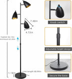 Tree Floor Lamp for Living Room, Industrial 3-Light Standing Lamp with 3 LED Bulbs, Adjustable Rotation Heads, Standing Tall Pole Lamp Farmhouse Rustic Reading Lamps for Bedroom Office (Black)