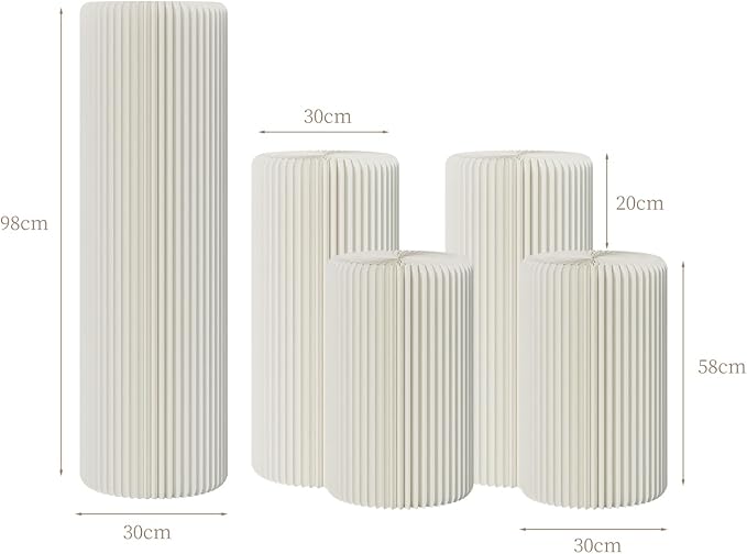 5Pcs Cylinder Display Stand - Foldable Paper Pedestal with Square Acrylic Plate for Shoes & Handbags, Retail Store, Boutique, Home & Wedding Decor, Party Events