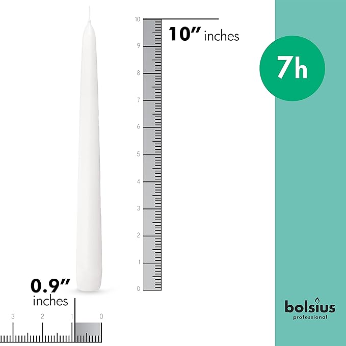 BOLSIUS White Taper Candles - Bulk Case of 2 Packs = Total 200 Candles - 7+ Hours - Premium European Quality - Consistent Smokeless Flame - Unscented Dripless Candlesticks