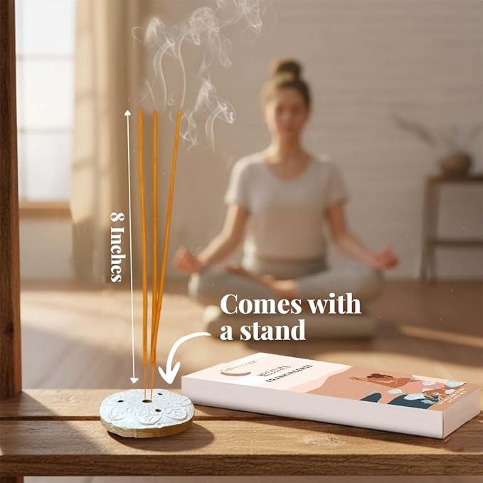 Folkulture Frankincense Incense Sticks with Holder (100 Sticks)| Incents Stick for Meditation, Relaxation, Gifts | No Charcoal,Organic,Non Toxic, 45 Mins Slow Burning Insence - Yoga Inspired