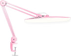Neatfi XL Nail Desk Lamp with Clamp, 2200 Lumens, 20-Inch Wide Head, Dimmable 4 Levels, 3 Color Modes 3000K–6000K, LED Task Light for Manicure Table, Crafts, Workbench, Office (CCT, Pink)