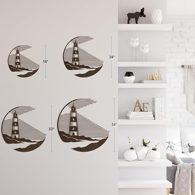 SIGNLEADER Metal Wall Art Decor Lighthouse Minimalist Modern Abstract Wall Sculpture Hangings Home Decoration for Living Room, Bedroom, Bathroom, Kitchen, Outdoor - 30" Bronze
