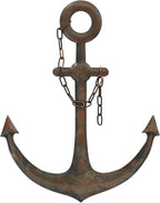 DECORKEY Anchor Wall Decor,Antique Metal Wall Art With Chain for Bedroom Living Room Dorm Home Wall Decor, Antique Metal Anchor Farmhouse Decor