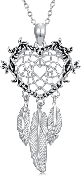 Dream Catcher Necklace for Women 925 Sterling Silver Dream Catcher Pendant Necklace Dreamcatcher Jewelry for Women