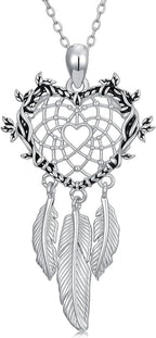 Dream Catcher Necklace for Women 925 Sterling Silver Dream Catcher Pendant Necklace Dreamcatcher Jewelry for Women