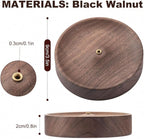 Black Walnut Incense Holder for Sticks - Round Wooden Incense Burner Tray, Handcrafted Natural Aroma Diffuser Bowl with Minimalist Design