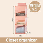 Hanging Closet Organizer, 4-Section Storage Shelves, Oxford Cloth with Mesh Pockets, (Gray, 3 Section)
