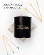 Benevolence LA Eucalyptus & Chamomile Christmas Scented Candles | Soy Candles, Black Candle for Home | Holiday Candle Gifts for Women and Men | Home Fragrance | Aromatherapy | 8oz, 45 Hour Burn
