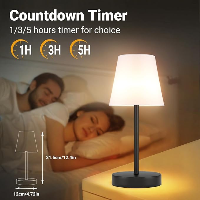 1 Pack Cordless Table Lamp Rechargeable, 10000 mAh Portable LED Battery Operated Lamp with Remote Control, 10 Colors Dimmable Touch Desk Light with Timer for Bedside Night Light Outdoor Patio Camping