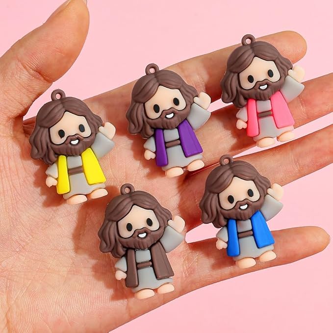 25 Pcs Little Jesus Figures - Mini Jesus Figures Toy to Hide and Seek Tiny Christ Savior Doll Religious Party Favors for Easter Church Sunday School Baptism Gift(Lively Colors)