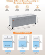 Foldable Storage Ottoman Bench, Velvet Footrest and Seat Cube with Feet, Storage Chest, for Living Room, Bedroom and Office, 15 x 43 x 15.7 Inches, Dove Gray, ASND24G