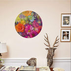 Decorative Plates, Floral Print Ornament, Vibrant Flower Bouquet with Daisy Peony Gerbera, 6 Inch, 1 Plate with 1 Display Stand, Multicolor