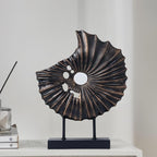 Unique Round Coin Sculpture Decorative Objects for Shelf Home Decor Accents, Modern Abstract Tabletop Decor Items for Living Room Fireplace Mantel, Above Cabinet (Black L)
