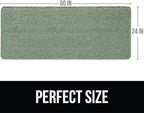 KANGAROO Bathroom Rugs, Chenille Soft Absorbent Bath Rug, Shaggy Shower Mat, Quick Dry Machine Wash Bathmat, Plush Carpet Mats for Tub, Bathtub and Room Home Decor Accessories, 60x24, Sage