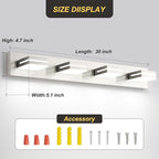 OKELI 4 Lights Bathroom Vanity Light Fixtures Brushed Nickel LED Dimmable Vanity Light Over Mirror Modern Wall Mounted Lighting Fixture, 350° Rotatable Lamp Head 32W Cold White 6000K ETL Listed